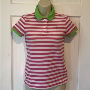 Lilly‎ Pulitzer Pink Strip Polo Shirt - Size XS, Vintage